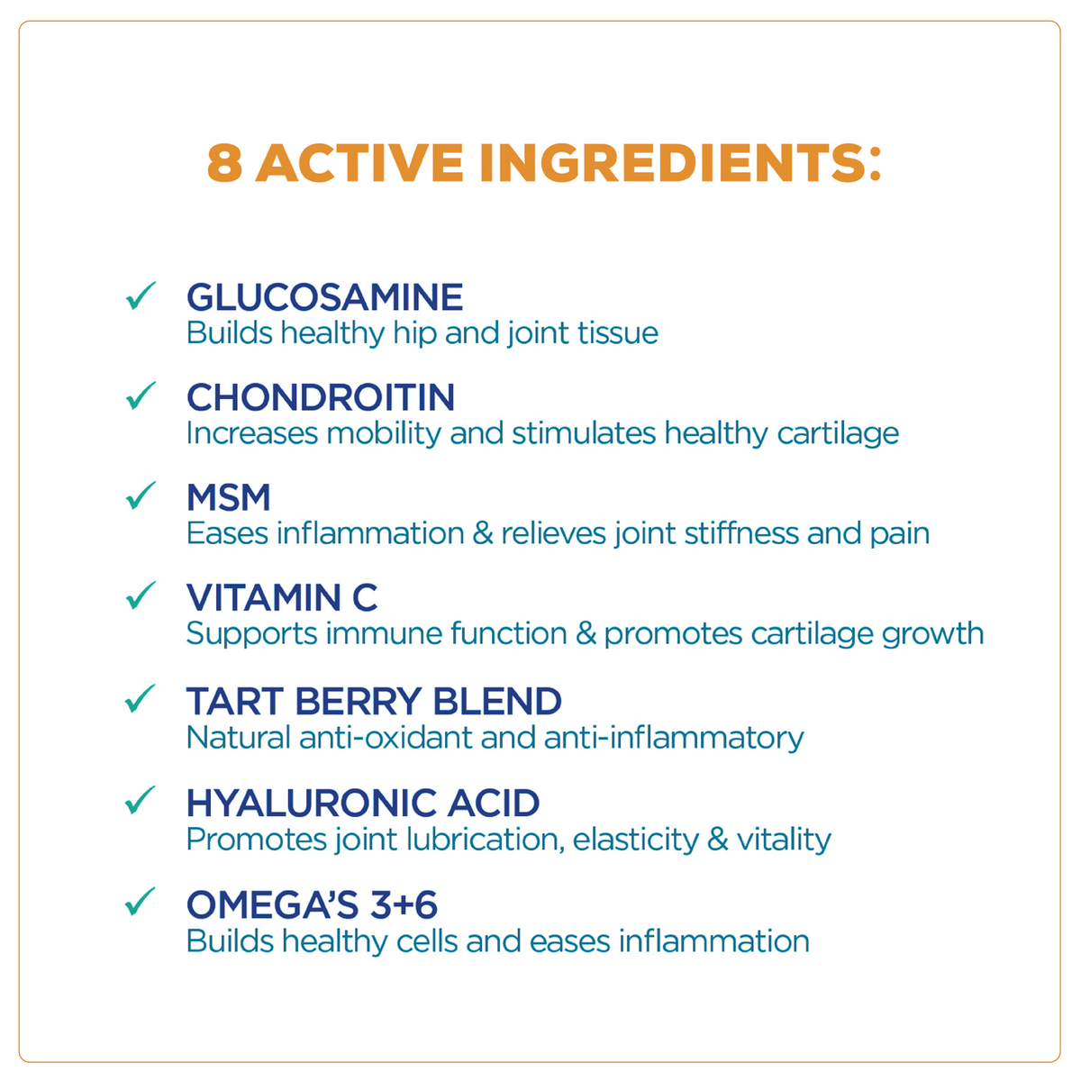 WagWorthy Naturals contains 8 active ingredients to improve dog joint health and mobility